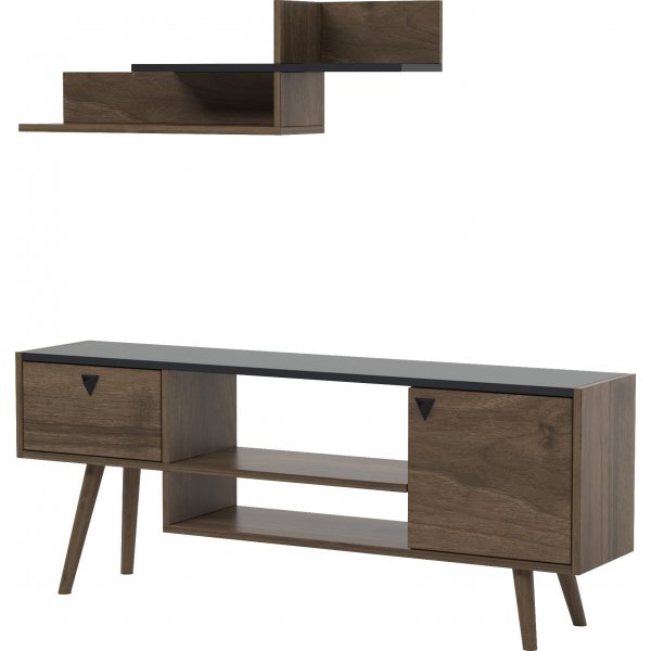 Banc TV Nida - Anthracite/noyer