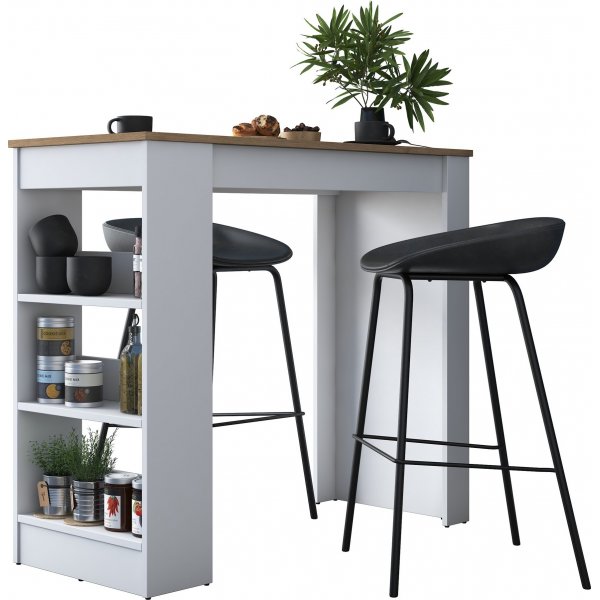 Table de bar Jarik 120 x 50 cm - Noyer/blanc Table de bar Jarik 120 x 50 cm - Noyer/blanc
