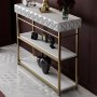 Table console Zumrut 102 x 32 cm - Blanc/or