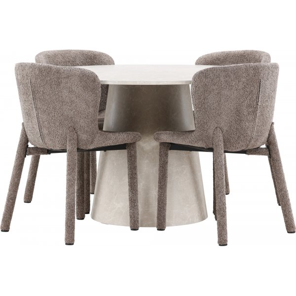 Matbord Lanzo med 4 st Astoria stolar - Brun/beige + 3.00 x Mbeltassar