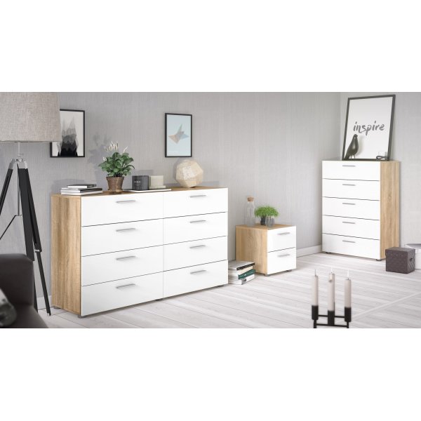 Pepe ladekast met 5 lades - Eiken/wit Pepe ladekast met 5 lades - Eiken/wit