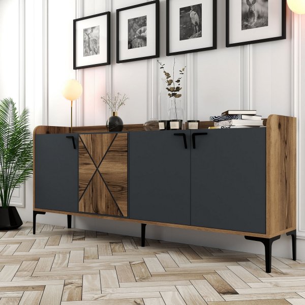 Buffet Vendela - Noyer/anthracite Buffet Vendela - Noyer/anthracite