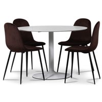 Seat matgrupp, runt matbord med 4 st Carisma sammetsstolar - Vit/Bordeaux Seat matgrupp, runt matbord med 4 st Carisma sammetsstolar - Vit/Bordeaux