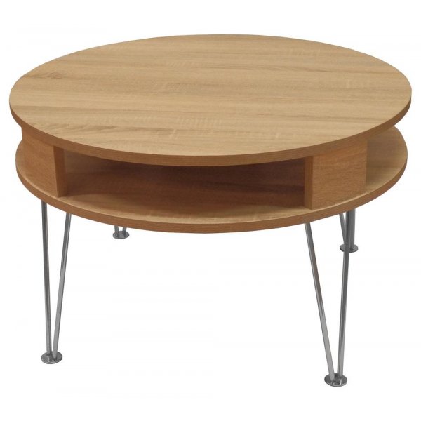 Designa runt soffbord - Krom/Ek-foliering