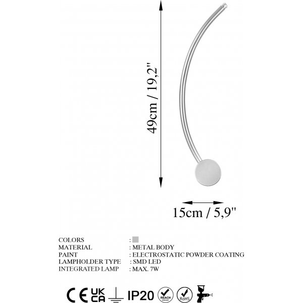 Wolf wandlamp 2 - Chroom