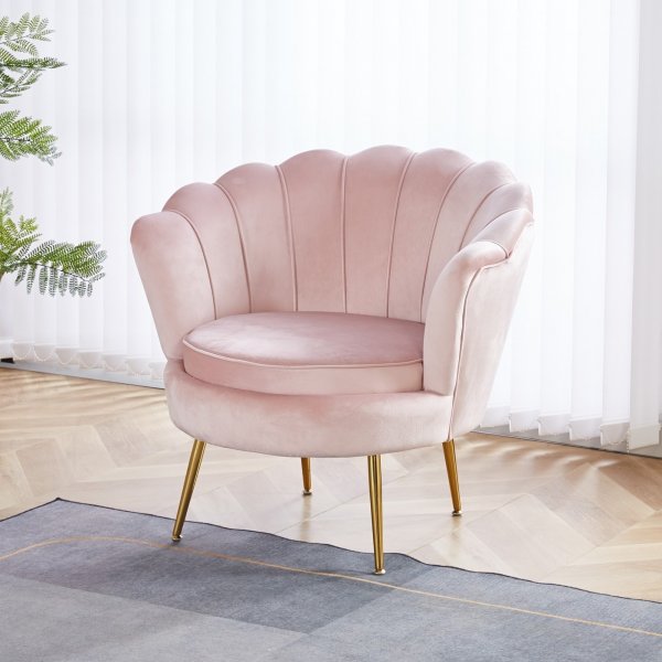 Fauteuil in roze fluweel - Kingsley