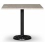 Flair eettafel 90x90 cm - Black Mystery E84 voet / Travertin stone