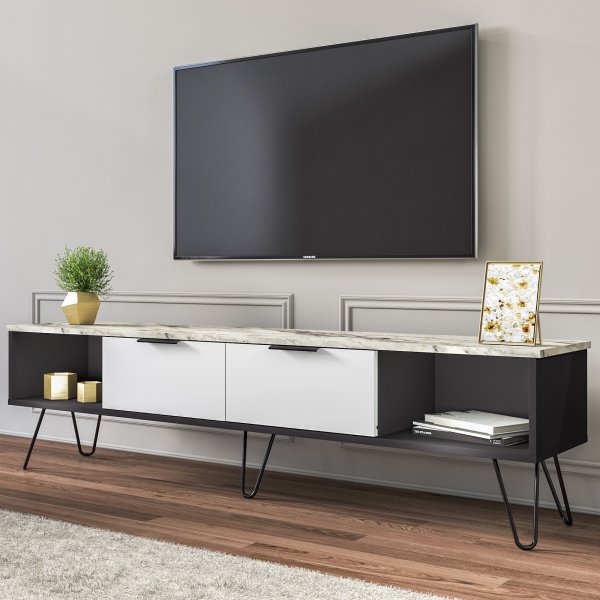 Maribo TV-bänk - Svart/vit Maribo TV-bänk - Svart/vit