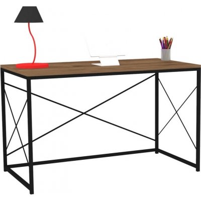 Work skrivbord 121x60 cm - Valnt/svart