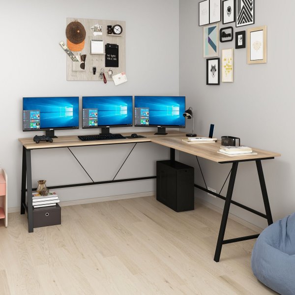 Bureau d'angle Team 180 x 60 cm - Marron fonc