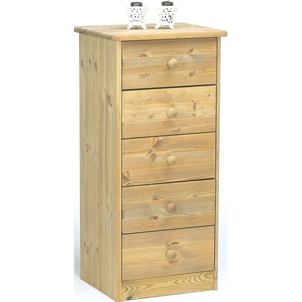Mario slank dressoir met 5 laden - Geolied grenen Mario slank dressoir met 5 laden - Geolied grenen