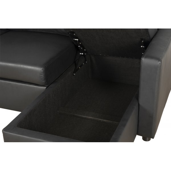 Bäddsoffa 218 cm PU-läder svart - Dream Bäddsoffa 218 cm PU-läder svart - Dream