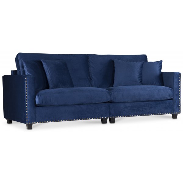 Avenue 4-sits soffa med nitar - Bl� (Sammet)