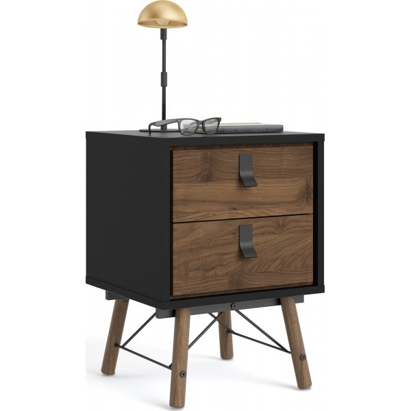 Ry sängbord - Svart/valnöt Ry sängbord - Svart/valnöt