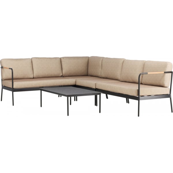 Groupe de canapés d'angle Pehnna - Noir/beige sable Groupe de canapés d'angle Pehnna - Noir/beige sable