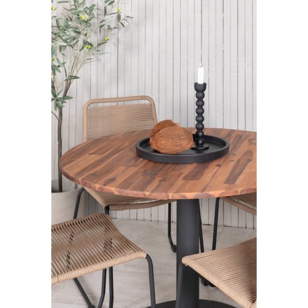 Cot utematgrupp med 4 st Lindos stolar - Beige/Svart/Natur