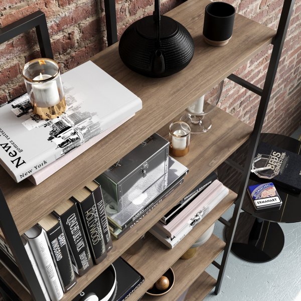 Tinleys bokhylla - Valnöt/svart Tinleys bokhylla - Valnöt/svart