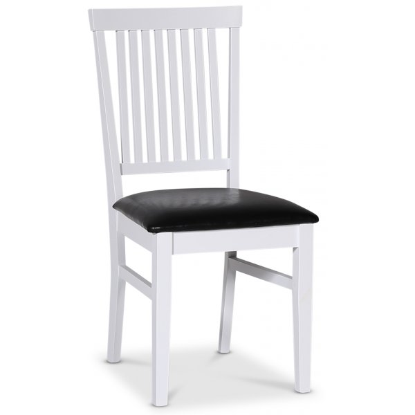 Tromsø voedselgroep; ronde eettafel 120 cm - Wit/geolied eiken met 4 Fårö stoelen met zitting in zwart PU Tromsø voedselgroep; ronde eettafel 120 cm - Wit/geolied eiken met 4 Fårö stoelen met zitting in zwart PU