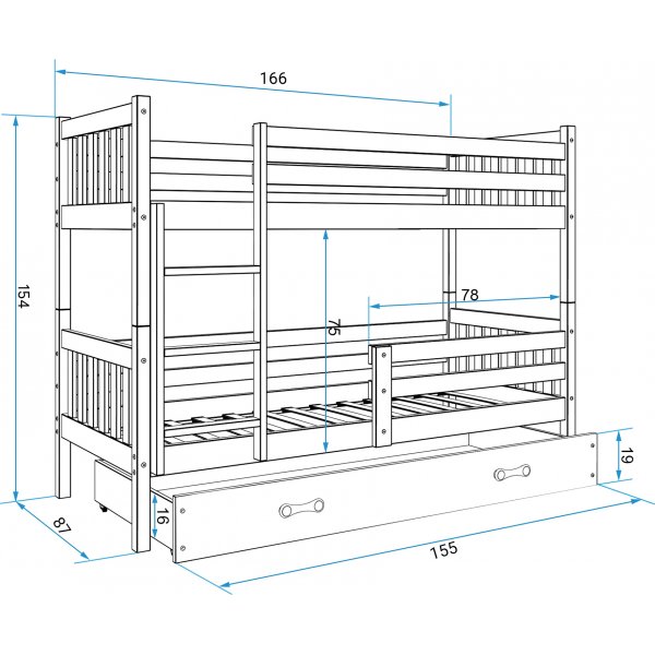 Carino våningssäng med förvaringslåda - Valfri färg & storlek Carino våningssäng med förvaringslåda - Valfri färg & storlek