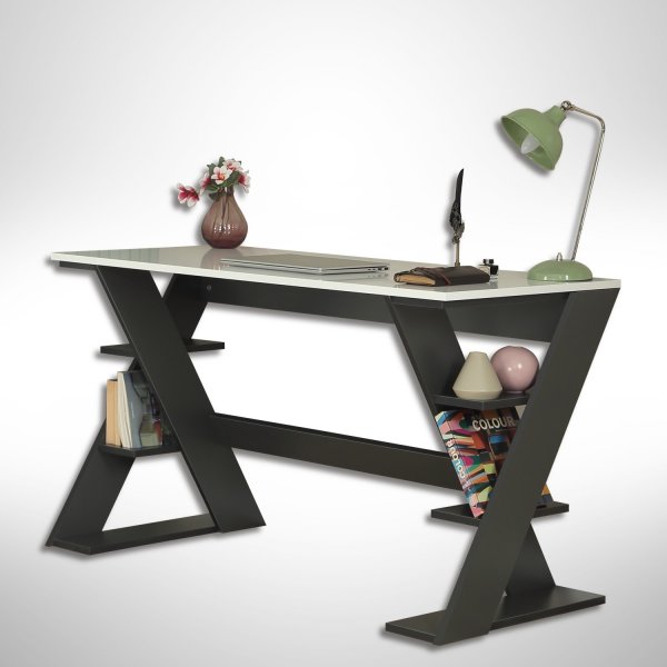 Lungo skrivbord 140 x 60 cm - Antracit/vit Lungo skrivbord 140 x 60 cm - Antracit/vit