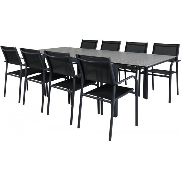 Levels utematgrupp med 8 st Santorini stolar - Svart/Grå Levels utematgrupp med 8 st Santorini stolar - Svart/Grå