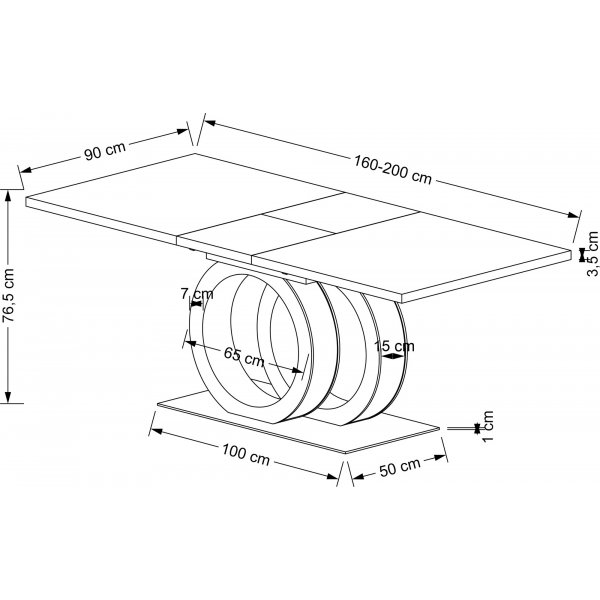 Table  manger Galardo 160-200 x 90 cm - Blanc