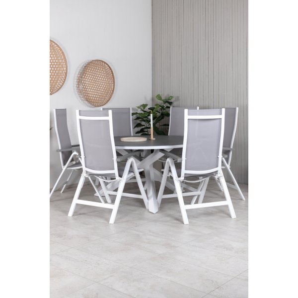 Copacabana utematgrupp med 6 st Albany stolar - Gr/Vit