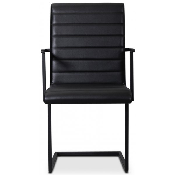 Lazio karmstol svart metall - Svart PU