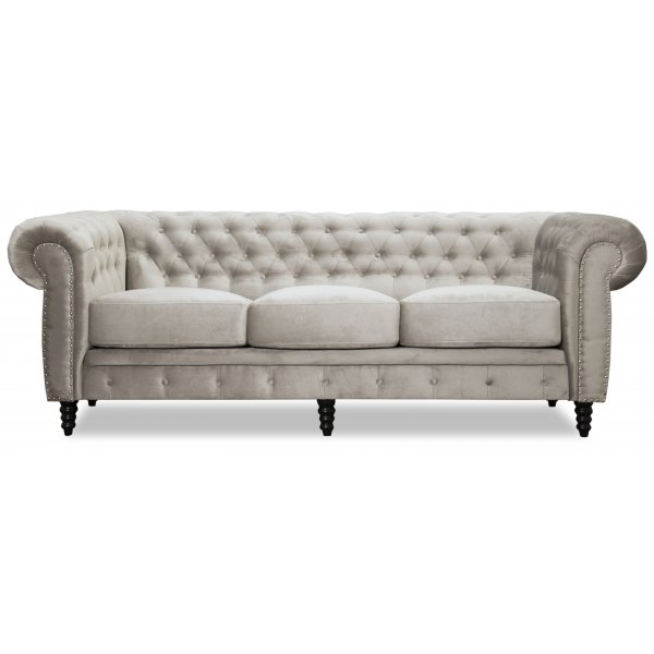 Ashford 3-sits chesterfield i beige sammet