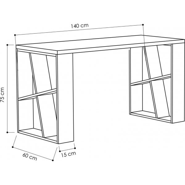 Honey skrivbord 140x60 cm - Vit/mrk ek