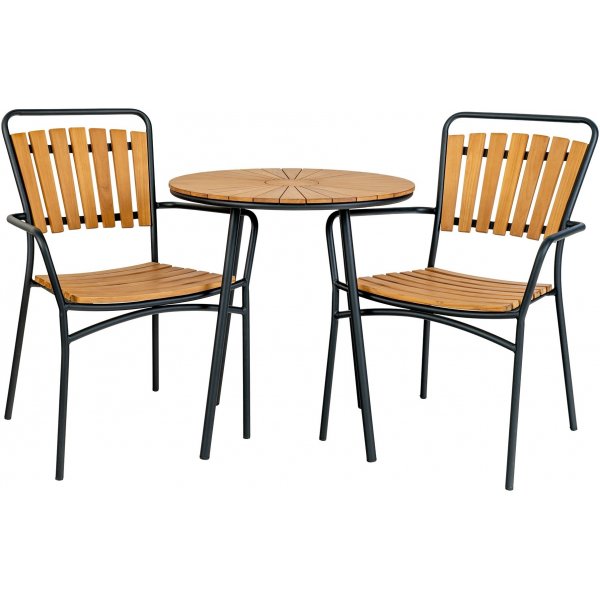 Table à manger ronde Cleveland Ø70 cm - Teck/Noir Table à manger ronde Cleveland Ø70 cm - Teck/Noir