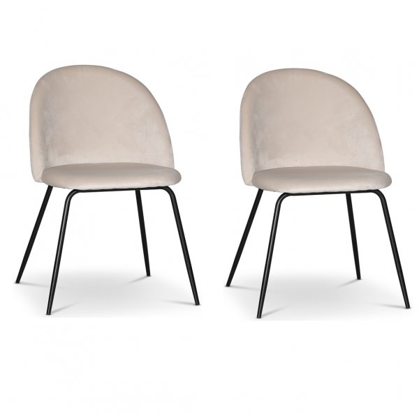 Beige stol i sammet med svarta ben - Astrid