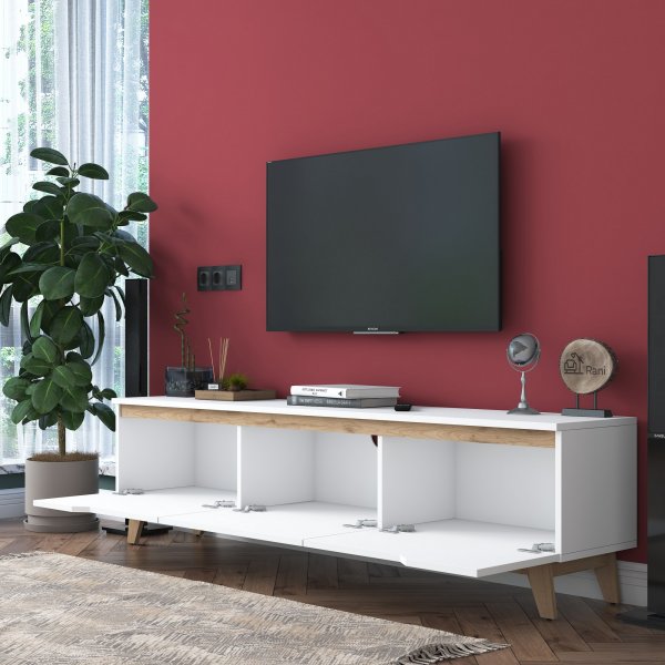 Banc multimdia Duno Blanc/noyer
