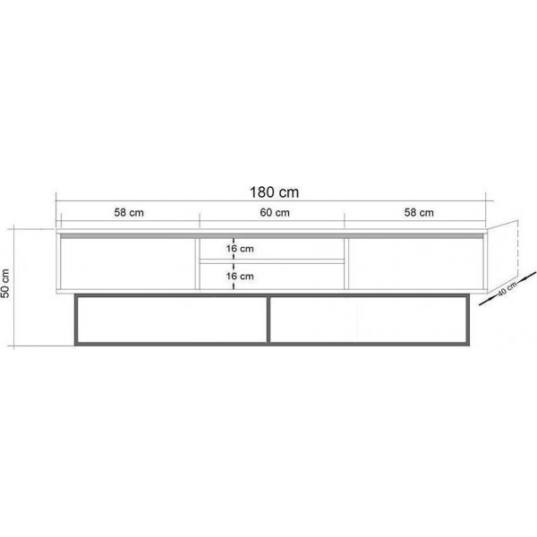 Rodez TV-bänk 180 cm - Valnöt/svart Rodez TV-bänk 180 cm - Valnöt/svart