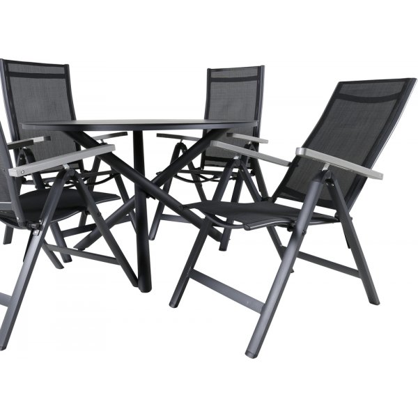Alma utematgrupp med 4 st Albany stolar - Svart/Grå Alma utematgrupp med 4 st Albany stolar - Svart/Grå