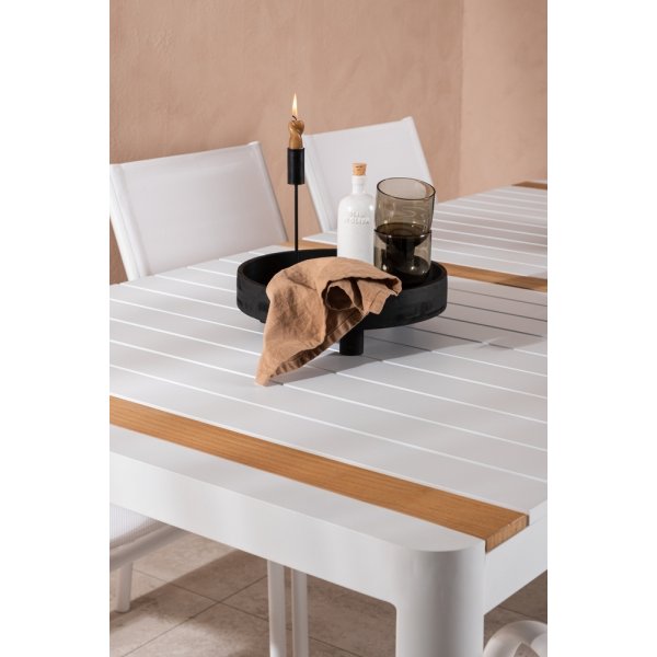 Togo utematgrupp med 6 st Santorini stolar - Teak/Vit