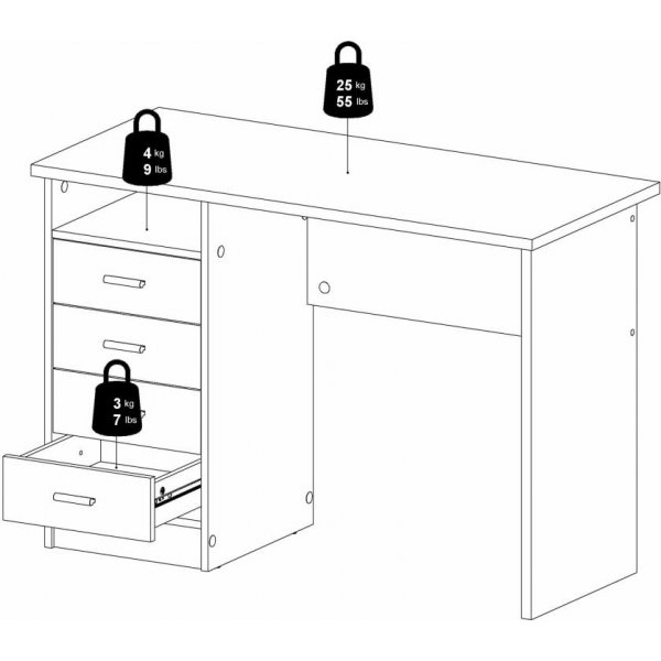 Bureau Function Plus 110 x 48,5 x 76 cm - Bote noire