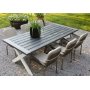 Utematgrupp; gr/vit bord 220 cm med 6 st stapelbara karmstolar