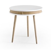Hugo Lampbord Runt Vit/Ek - Ekben Hugo Lampbord Runt Vit/Ek - Ekben