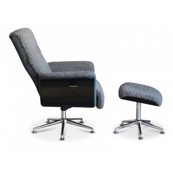 Relaxfauteuil met voetenbank - Grijs - Hagn + Vlekverwijderaar voor meubels