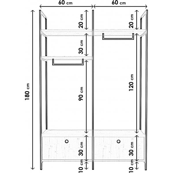 Meuble d'entrée Limbo 638 - Chêne/noir Meuble d'entrée Limbo 638 - Chêne/noir