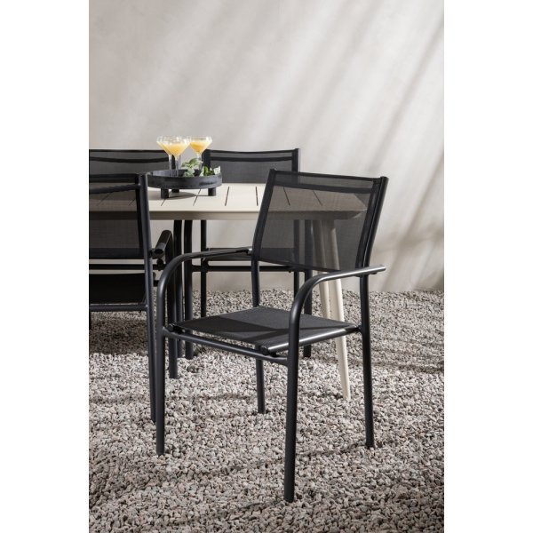 Lina utematgrupp med 6 st Santorini stolar - Beige/Svart Lina utematgrupp med 6 st Santorini stolar - Beige/Svart