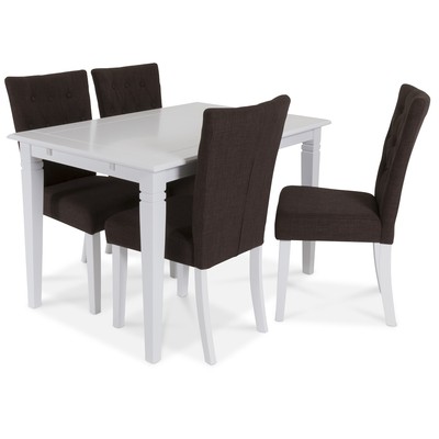 Sandhamn matgrupp 120 cm bord med 4 Crocket stolar i Brunt tyg