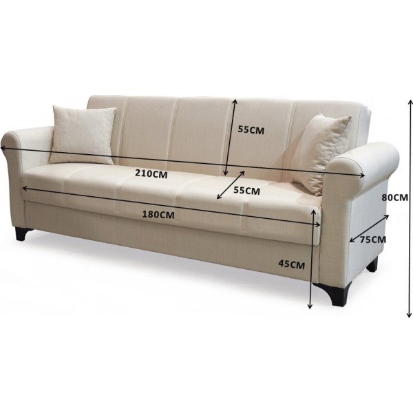 Ada 3-sits bäddsoffa - Brun Ada 3-sits bäddsoffa - Brun