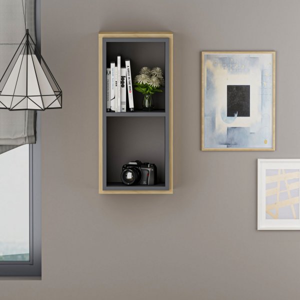 Zera wandplank - Saffier eiken/antraciet Zera wandplank - Saffier eiken/antraciet