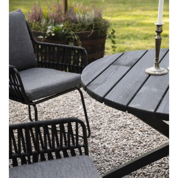 Chaise d\\\'extérieur avec corde et coussins gris Chaise d\\\'extérieur avec corde et coussins gris