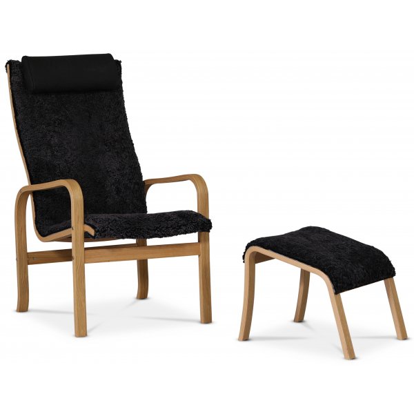 Frank ftlj i frskinn Canberra charcoal - Oljad ek + Textilrengring fr mbler