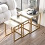 Voyage satsbord 7, 30/35/40x30/35/40 cm - Vit marmor/guld