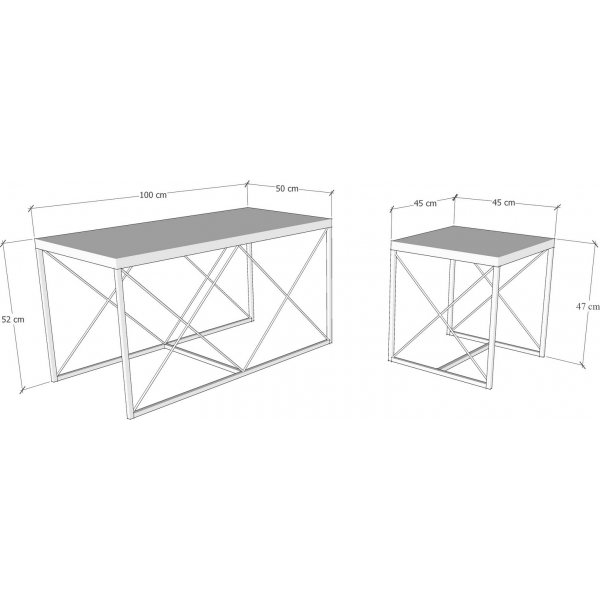 Ravina salontafel 45/100 x 45/50 cm - Lichtgrijs/zwart Ravina salontafel 45/100 x 45/50 cm - Lichtgrijs/zwart