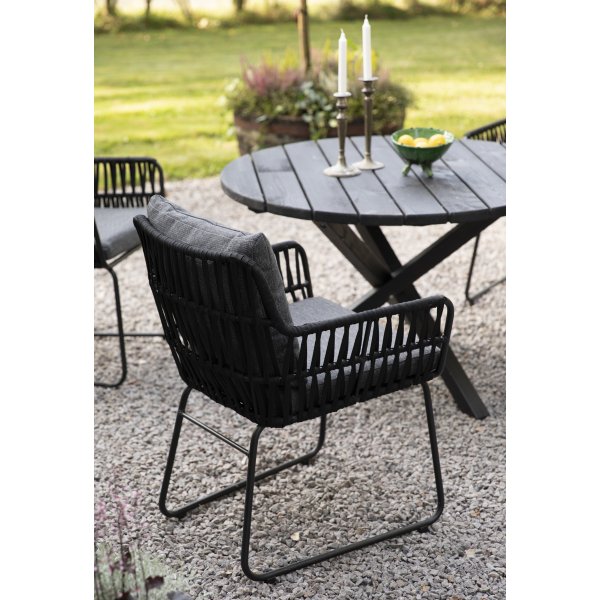 Chaise d\\\'extérieur avec corde et coussins gris Chaise d\\\'extérieur avec corde et coussins gris